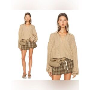 NWT HELSA Addeline Oversized Polo in Tan